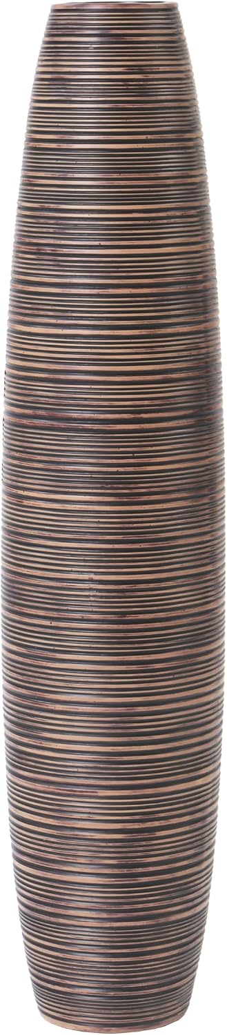 Leewadee Decorative Tall Floor Vase for Living Room Decor, 34 inches, Brown, Resin