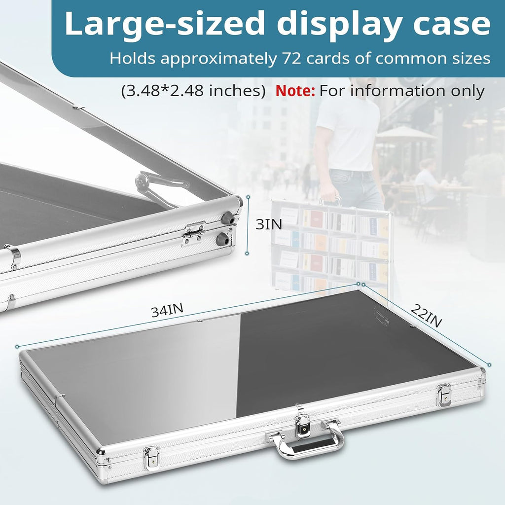 34'x22' Portable Trade Show Display Case for Trade Shows & Table Top Card Display Case – Aluminum Frame with Acrylic Side Panels for Easy Display(Sliver)