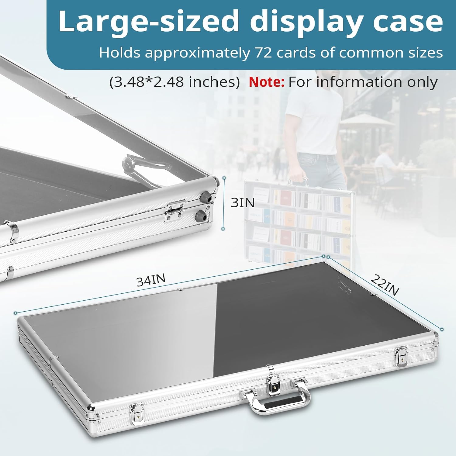 34'x22' Portable Trade Show Display Case for Trade Shows & Table Top Card Display Case – Aluminum Frame with Acrylic Side Panels for Easy Display(Sliver)