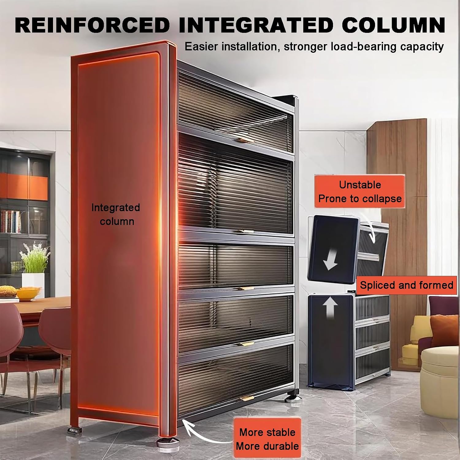 Kitchen Appliance Storage Freestanding Kitchen Storage Cabinet with Transparent Doors, Multifunctional Storage for Microwave Oven Spices, Pots, and Pans (Color : 5 Layers, Size : 80cm/31.5in)