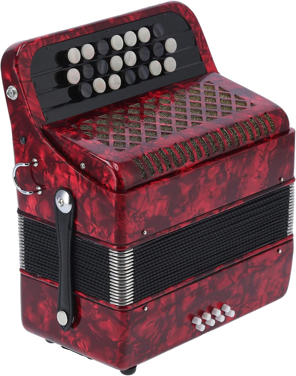 22 Key 8 Bass Button Accordion with Bag, Beginner Adult Professional Accordion, Rich Timbre With Shoulder Strap Comfortable ＆ Sensitive Button (Red)