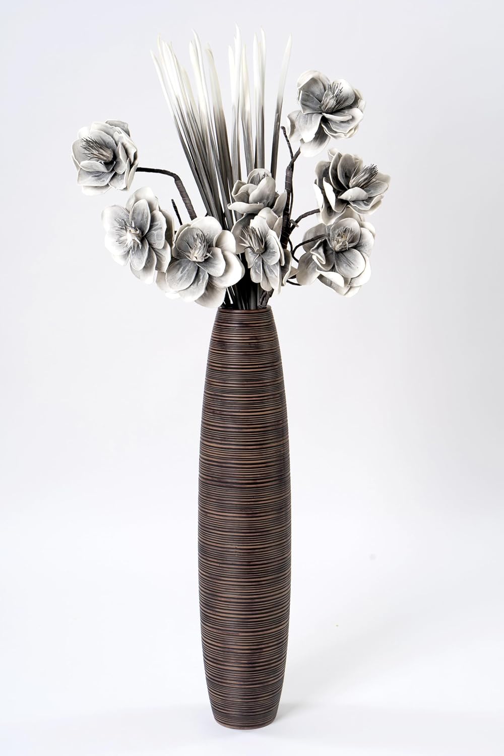Leewadee Decorative Tall Floor Vase for Living Room Decor, 34 inches, Brown, Resin