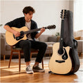 MXL&LJB Acoustic Guitar, Cutaway Bundle with Gig Bag, Picks, Strings, Strap 41 Inch Full Size Dreadnought Spruce Top for Beginners Teens Adults(Natural)