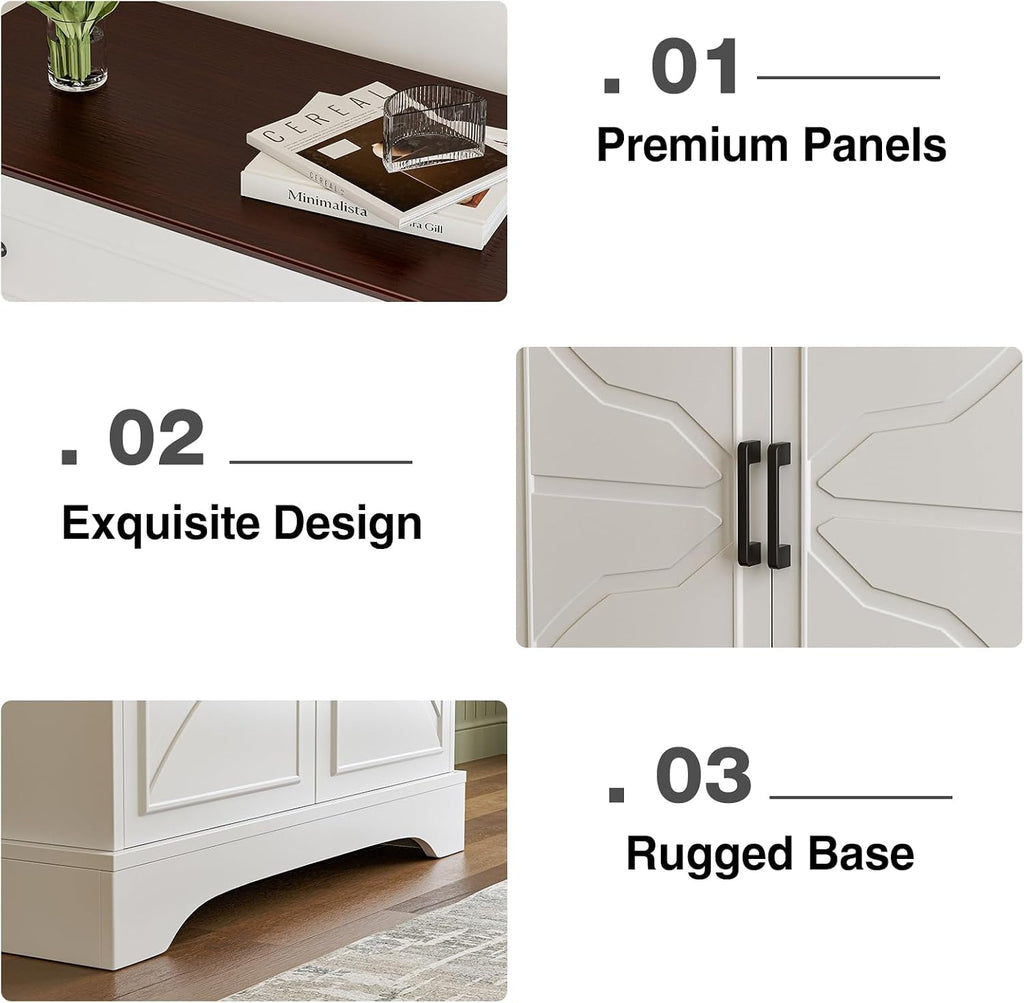 LCRBOL Buffet Cabinet with Storage, Coffee Bar with Drawer & Adjustable Shelf, Modern Sideboard for Kitchen, Living Room, White