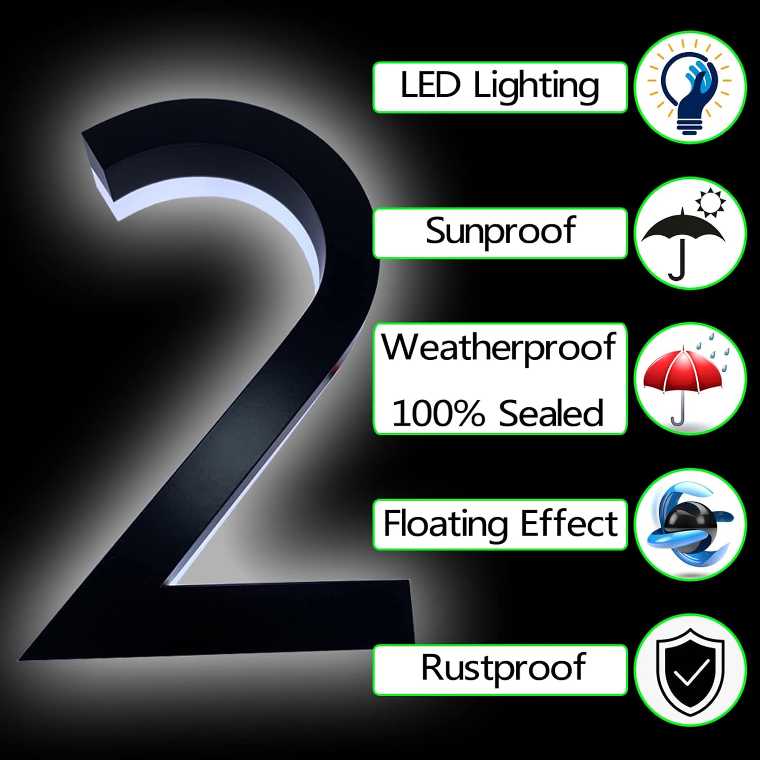 Modern Backlit LED House Number 16', Stainless Steel Light Up Address Numbers For Outside, Lighted House Numbers, Illuminated Address Signs For House,Z