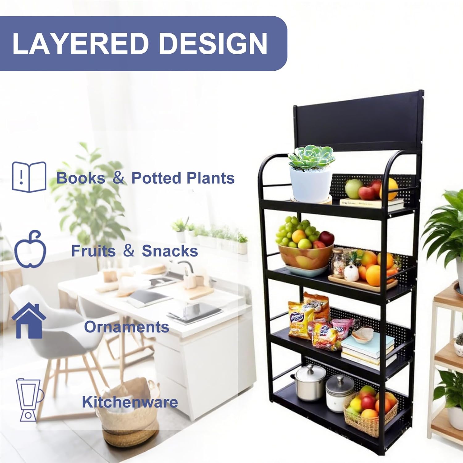 4-Tier Retail Display Racks, Metal Display Shelving, Heavy-Duty Standing Shelves for Supermarkets, Garages, Stores, Warehouses, Home & Kitchen, 31.4' W x 67' H