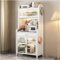 White 5 Tier Tall Kitchen Bakers Rack with Drawer and Adjustable Shelf Multifunctional Microwave Stand Buffet Coffee Bar Cabinet for Kitchen Pantry Storage(White,179x60cm/70x23.6in)