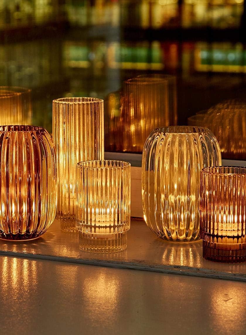 Serene Spaces Living Clear Optical Glass Votive Holder, Perfect for Weddings and Home Décor, 5' Tall & 3.5' Diameter, Set of 12