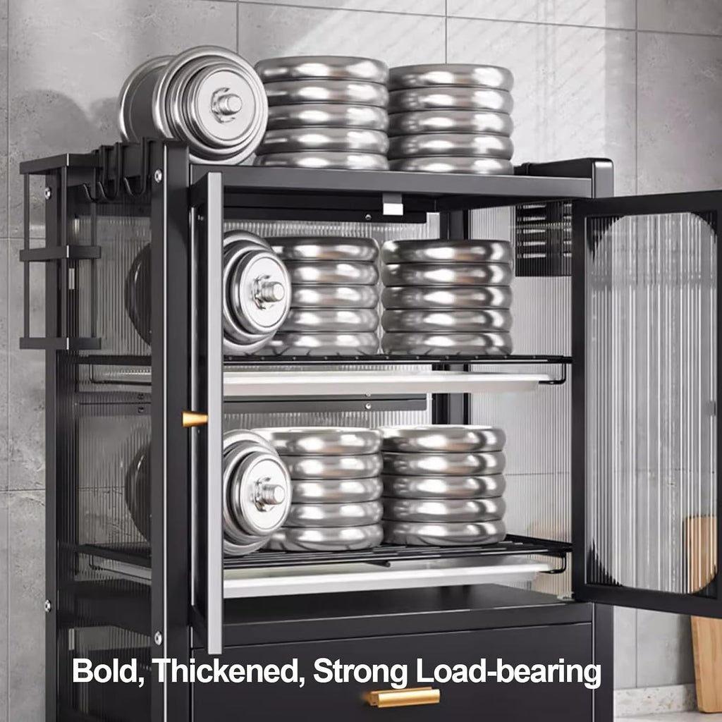 Kitchen Microwave Stand with Storage and Dish Drying Rack Bakers Rack with Drawers for Kitchen Countertop Nization Dish Cabinet and Storage Cabinet for Kitchen Essentials,A,One Size