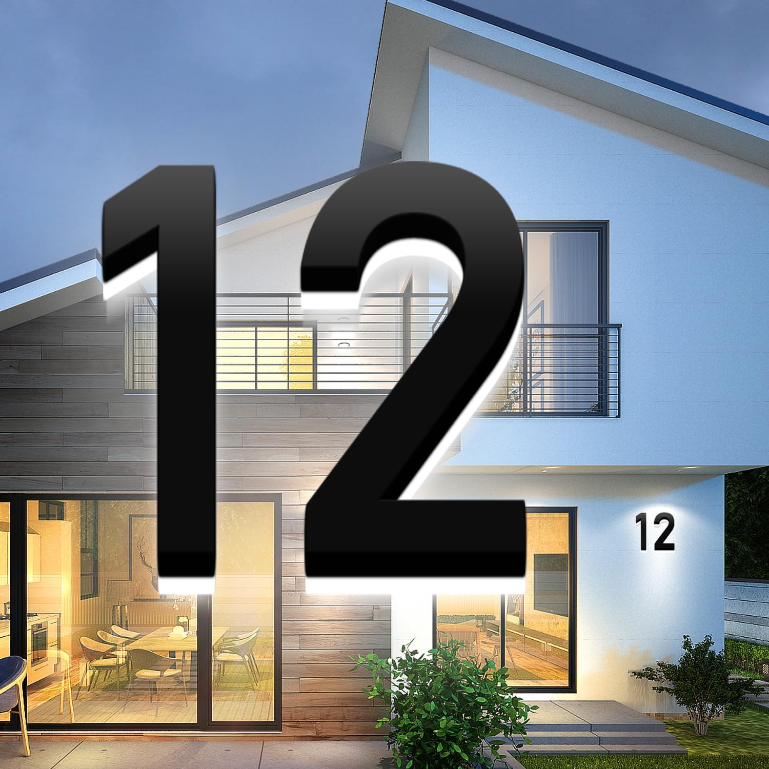 Backlit LED Illuminated House Numbers,Matte Black, Modern Address Signs Lighted Plaque For Outdoor Indoor, Weatherproof And Corrosion Resistant, Day & Night,18 Inch,O