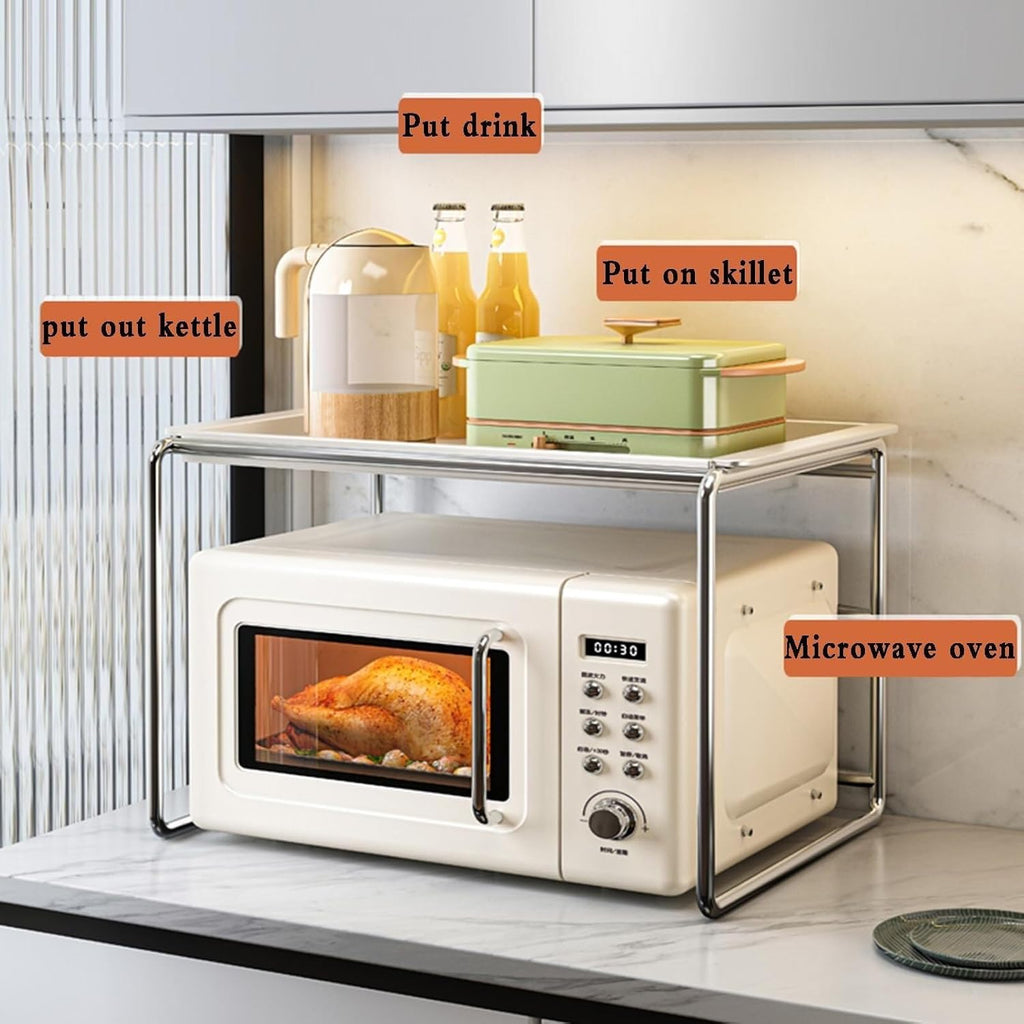 Microwave Oven Rack,Modern Kitchen Baker's Rack - Space-Saving Microwave Stand & Versatile Countertop Shelf, Ideal for Rice Cooker & Kitchen Storage (28x38x34cm)
