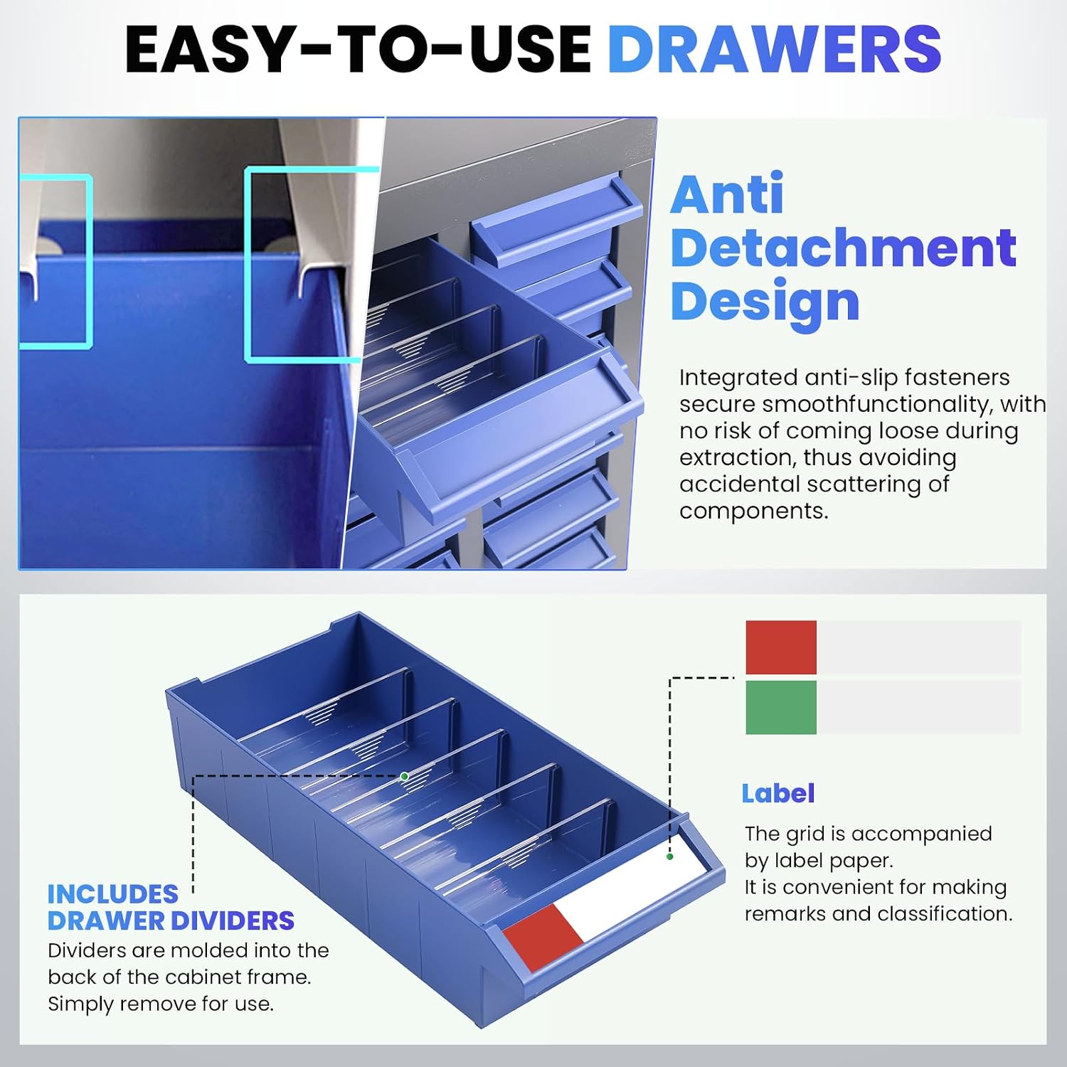 100-Drawer Small Parts Organizer, Nut and Bolt Organizer, Bolt Bin, Grey Metal Storage Cabinet Tool Cabinet with Drawer for Garage, Workshop, Home & Office