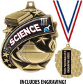 Science Medals - 1 1/2' Gold Science Fair Medal, Great Kids Science Awards with Custom Engraving