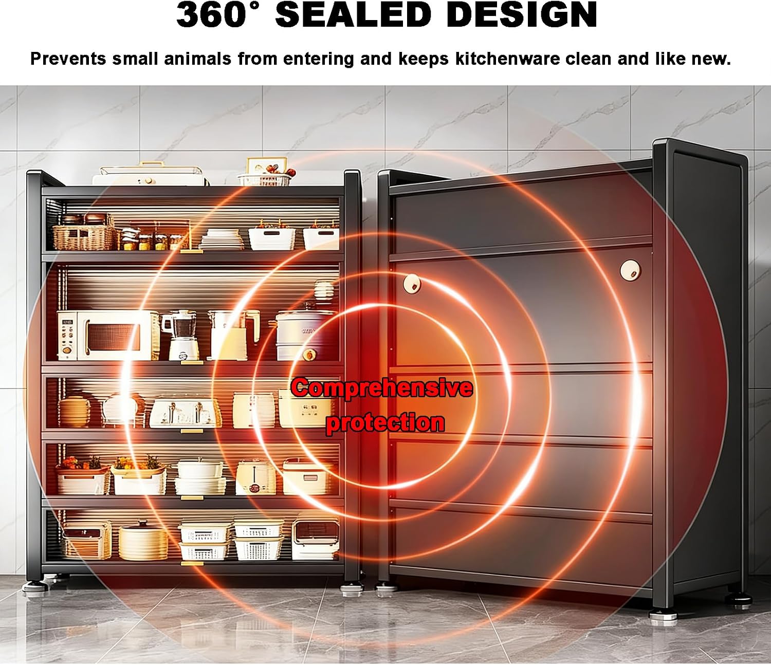 Kitchen Appliance Storage Freestanding Kitchen Storage Cabinet with Transparent Doors, Multifunctional Storage for Microwave Oven Spices, Pots, and Pans (Color : 5 Layers, Size : 80cm/31.5in)