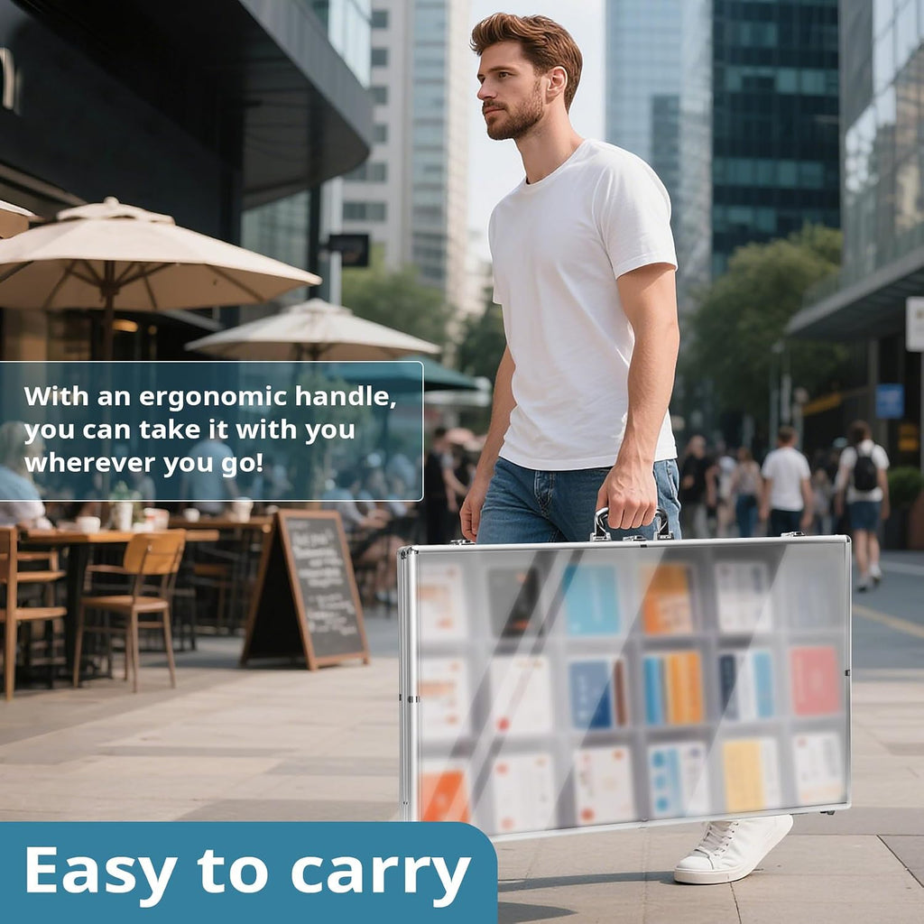 34'x22' Portable Trade Show Display Case for Trade Shows & Table Top Card Display Case – Aluminum Frame with Acrylic Side Panels for Easy Display(Sliver)