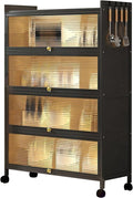 Kitchen Bakers Rack with Cabinets Kitchen Cabinet Storage with Flip Door Cabinet, Microwave Oven Shelf Cabinet, Pantry Storage Cabinet, for Spices, Pots and Pans (Color : 5 Layers, Size : 80c