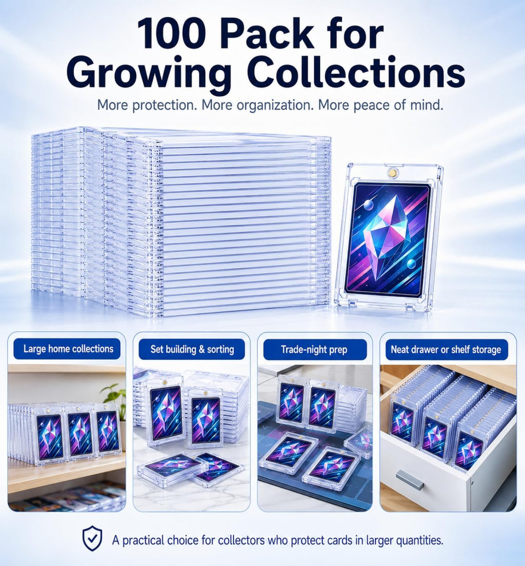 75pt Magnetic Card Holder, 100 Pack Clear Acrylic Trading Card Cases | 0.21' Clear Acrylic Trading Card Case for Slightly Thicker Cards, U-V Resistant Sports Card Protector for Thick TCG Card