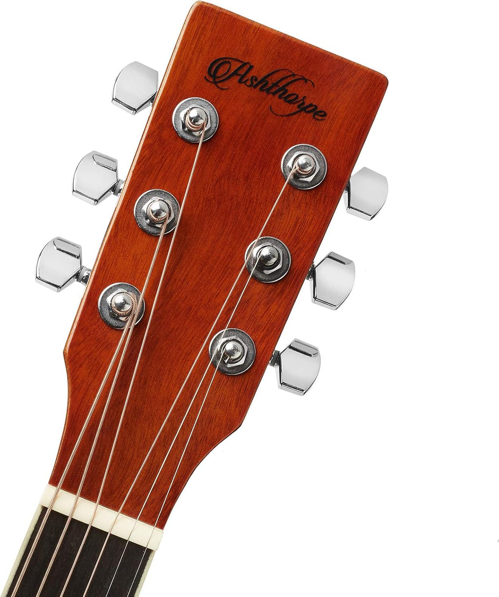Ashthorpe Full-Size Dreadnought Acoustic-Electric Guitar Bundle - Premium Tonewoods - Natural
