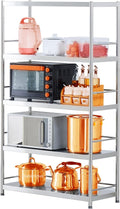 susunnus 5-Tier Stainless Steel Shelf, Heavy Duty Shelving for Kitchen, Garage, Industrial Storage, Kitchen Shelves with Guardrails, Adjustable Feet, Easy to Clean