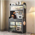 Black Kitchen Bakers Rack with Drawer Adjustable Shelf 5 Tier Storage Multifunctional Microwave Stand Buffet Coffee Bar Cabinet Pantry Organizer