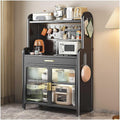 Kitchen Bakers Rack with Drawer and Adjustable Shelf 5 Tier Microwave Stand and Free Standing Storage Cabinets for Kitchen Organization Black 147.5×70cm/58×27.5in