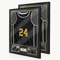 Jersey Frame Display Case 2 Pack, Large Sport Jersey Shadow Box with 98% UV Protection Acrylic,Two Photo Frame One Signature for Baseball Basketball Soccer Hockey Sport Shirt and Uniform,Black Walnut