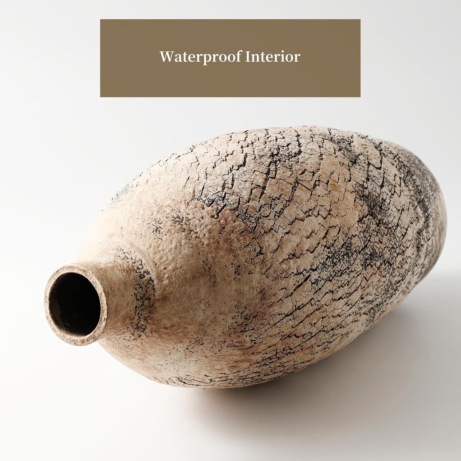 ALMA Handmade Pinky Beige Textured Vase 18 Inch Tall|Large Rustic Floor Vase for Pampas Grass|for Modern Farmhouse Decor, Living Room,Entryway Table Decor