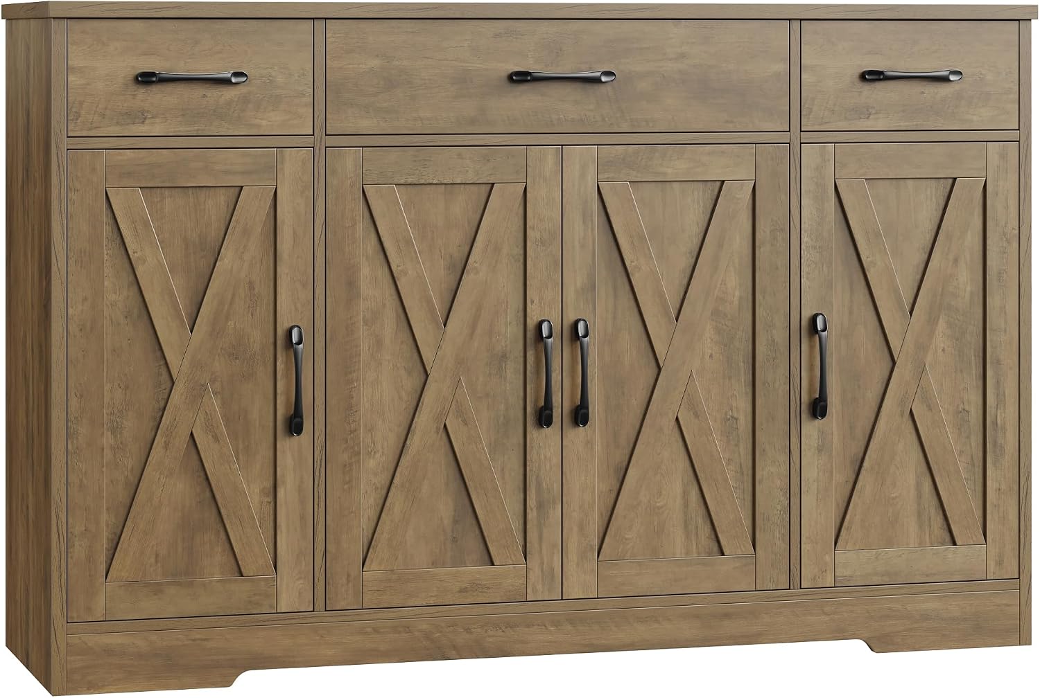 HOSTACK Buffet Sideboard Cabinet with Drawers, 55' Large Buffet Storage Cabinet with Shelves and Doors, Modern Farmhouse Coffee Bar Station Wood Kitchen Table for Kitchen, Dining Room, Rustic Brown