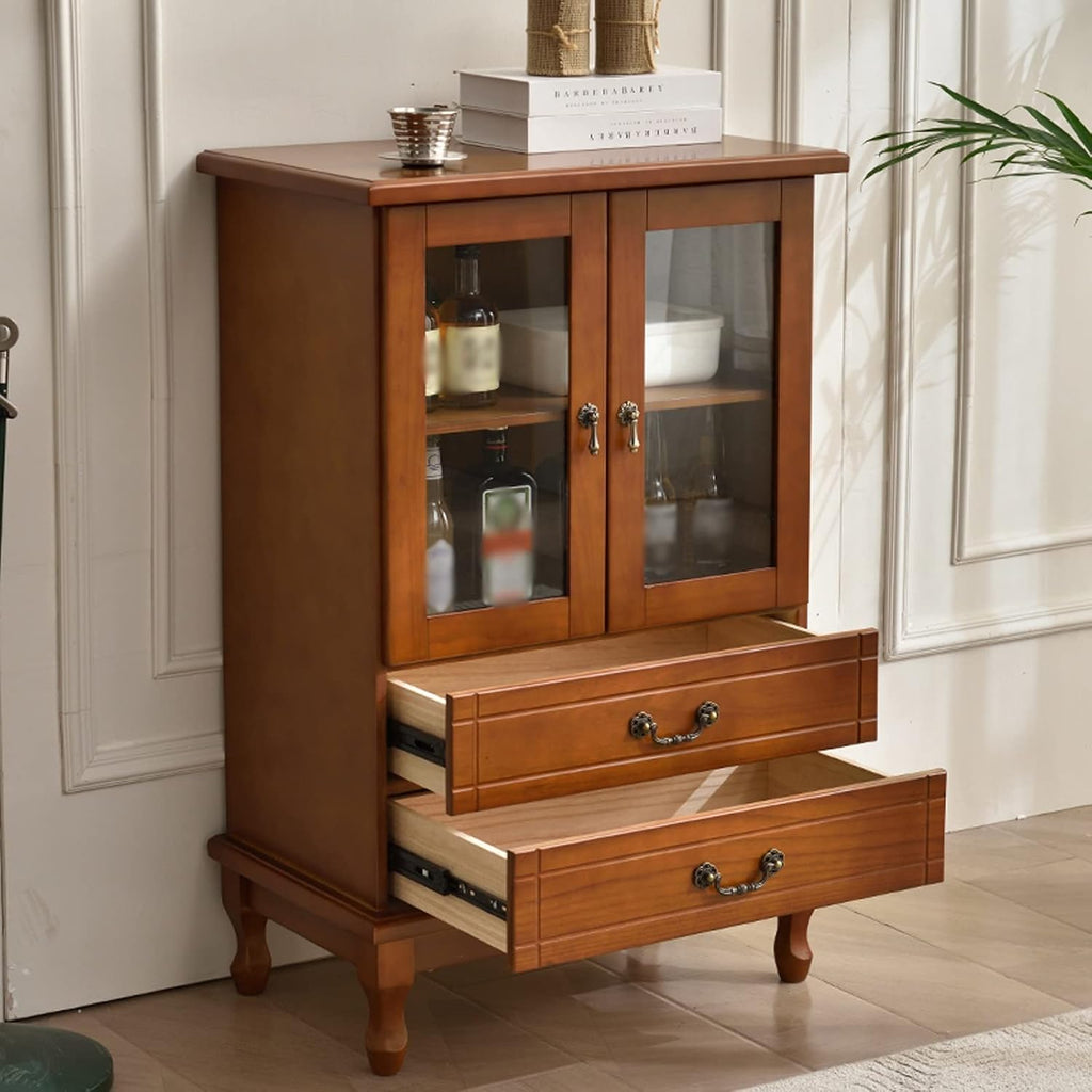 Freestanding Wine Racks & Cabinets Wooden Wine Cabinet with Double Drawers Home Simple Two-Door Wine Bar Cabinet Small Storage Sideboard Wine Bakers Rack Wine Storage Cube (Color : C)