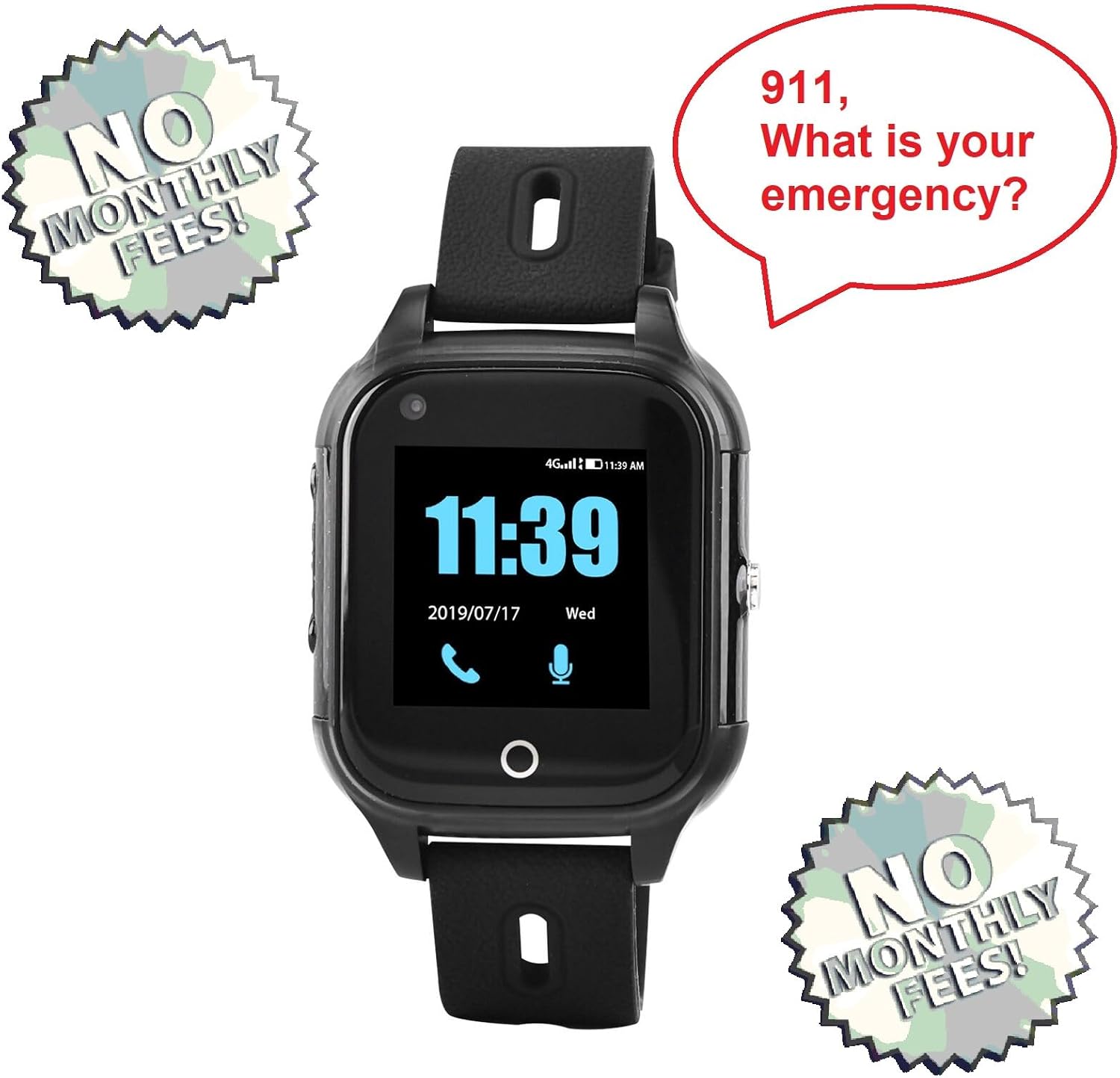 No Monthly Fee | Fall Detection | Medical Alert Watch | Waterproof | Take It Everywhere | Calls 911 | 2-Way Voice Communication | No Contracts | One-Time Cost
