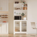 GarveeHome 71 in Pantry Storage Cabinet with Doors, Kitchen Storage Cabinets with DIY Pegboard & Adjustable Shelves, Hutch Cabinet for Kitchen Dining Room Living Room(31.5 in x15.5 in x71 in), White