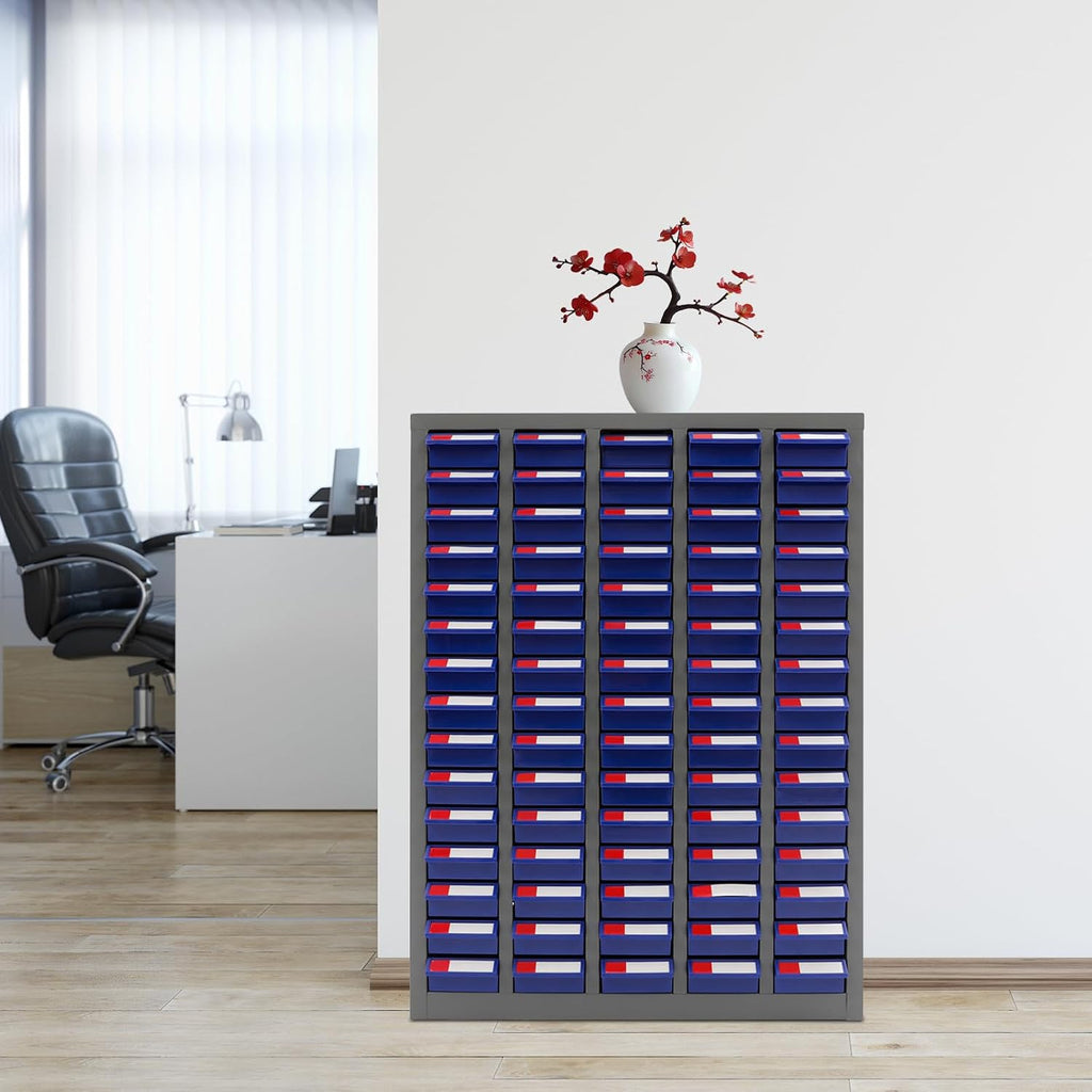 Bolt and Nut Tool Storage Cabinet,Parts Cabinet,Organization Shelves with ABS Material Drawer,Metal Organization Shelves for Garage, Store, Workshop (Blue 75 Drawers)