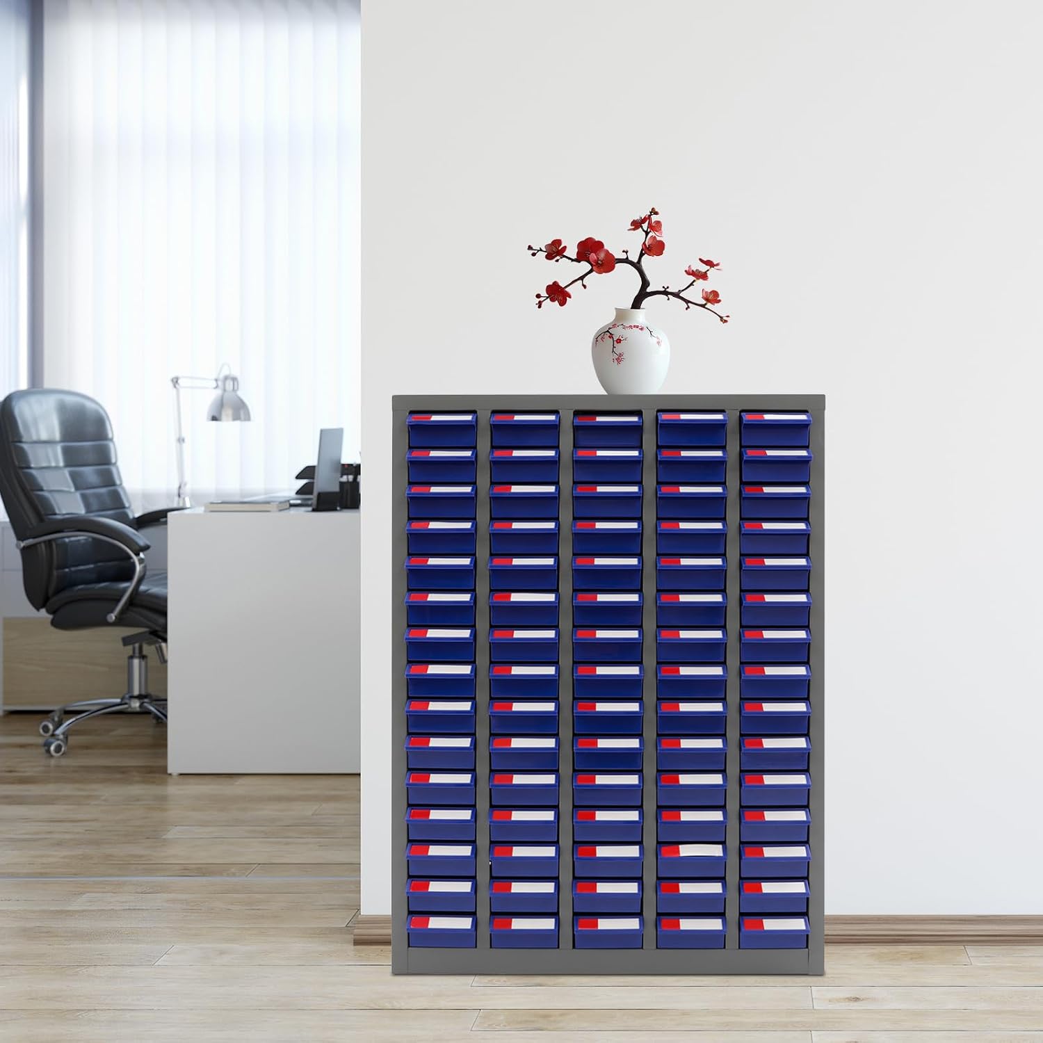 Bolt and Nut Tool Storage Cabinet,Parts Cabinet,Organization Shelves with ABS Material Drawer,Metal Organization Shelves for Garage, Store, Workshop (Blue 75 Drawers)