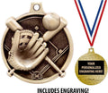 Softball Medals - 1 1/2' Gold Softball Medals, Great Kids Softball Awards with Custom Engraving