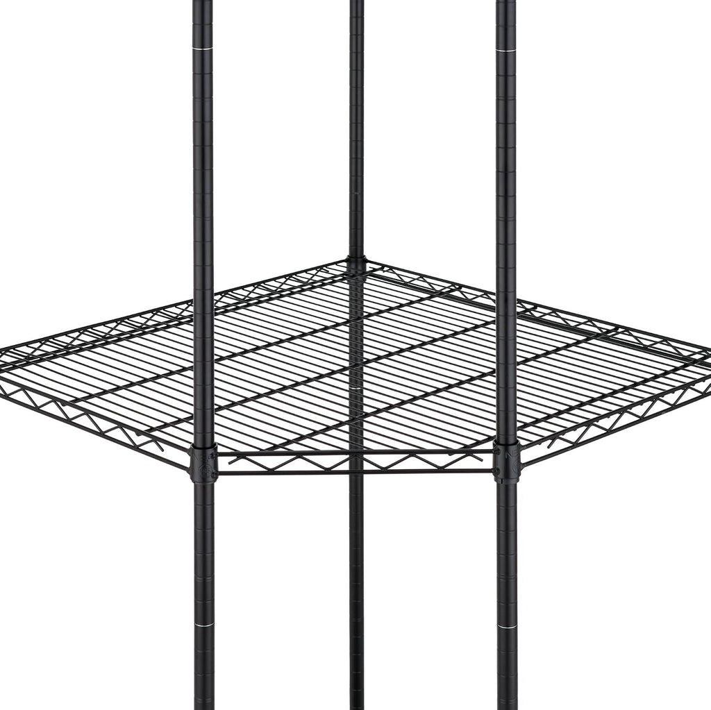 5-Tier Adjustable Wire Shelving with Wheels, Corner Wire Shelf Rack for Kitchen Organization, Garage Storage, 400 to 2000lb Capacity, NSF Certified, 27'x27 x18'x72', Black