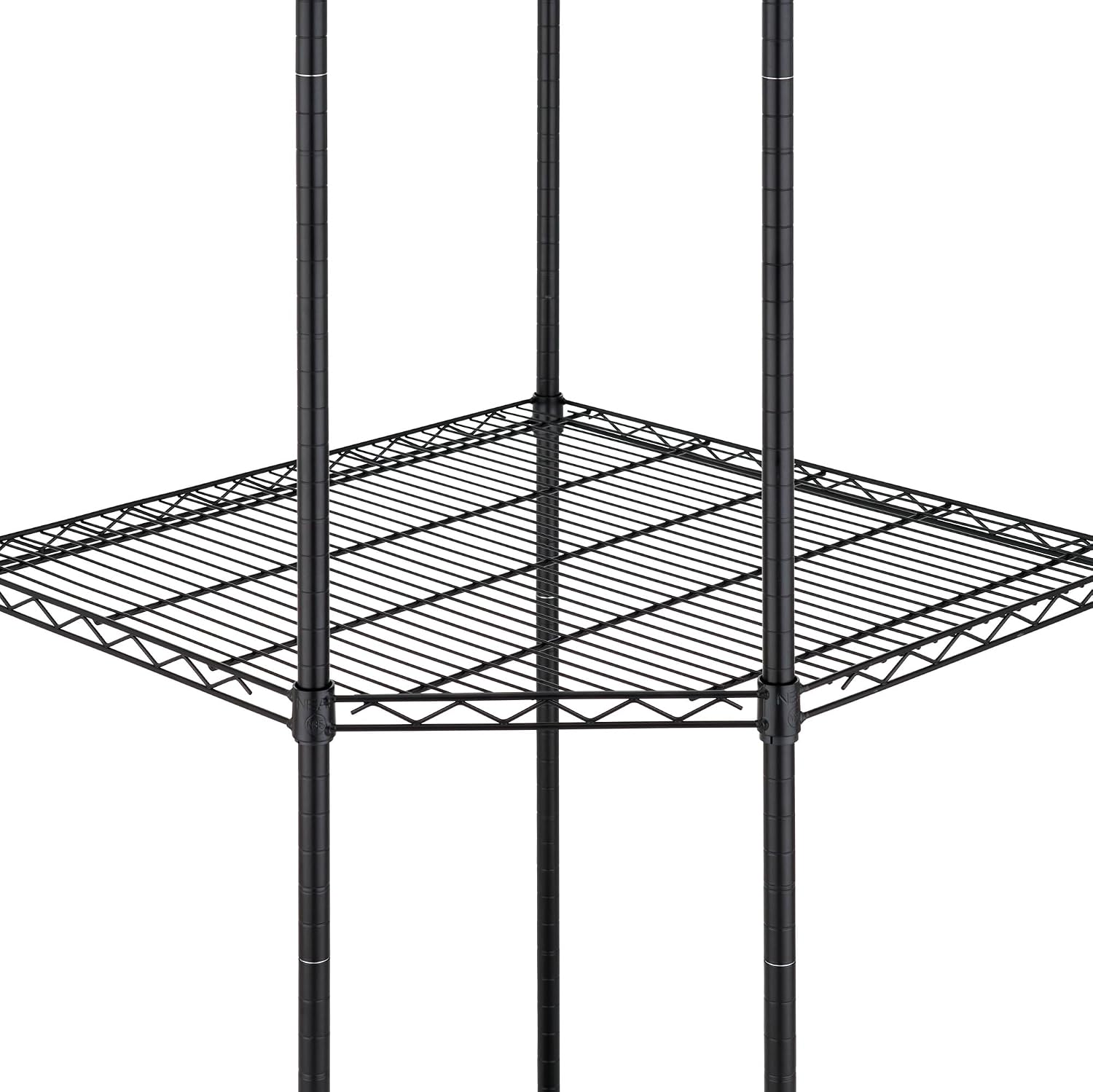 5-Tier Adjustable Wire Shelving with Wheels, Corner Wire Shelf Rack for Kitchen Organization, Garage Storage, 400 to 2000lb Capacity, NSF Certified, 27'x27 x18'x72', Black