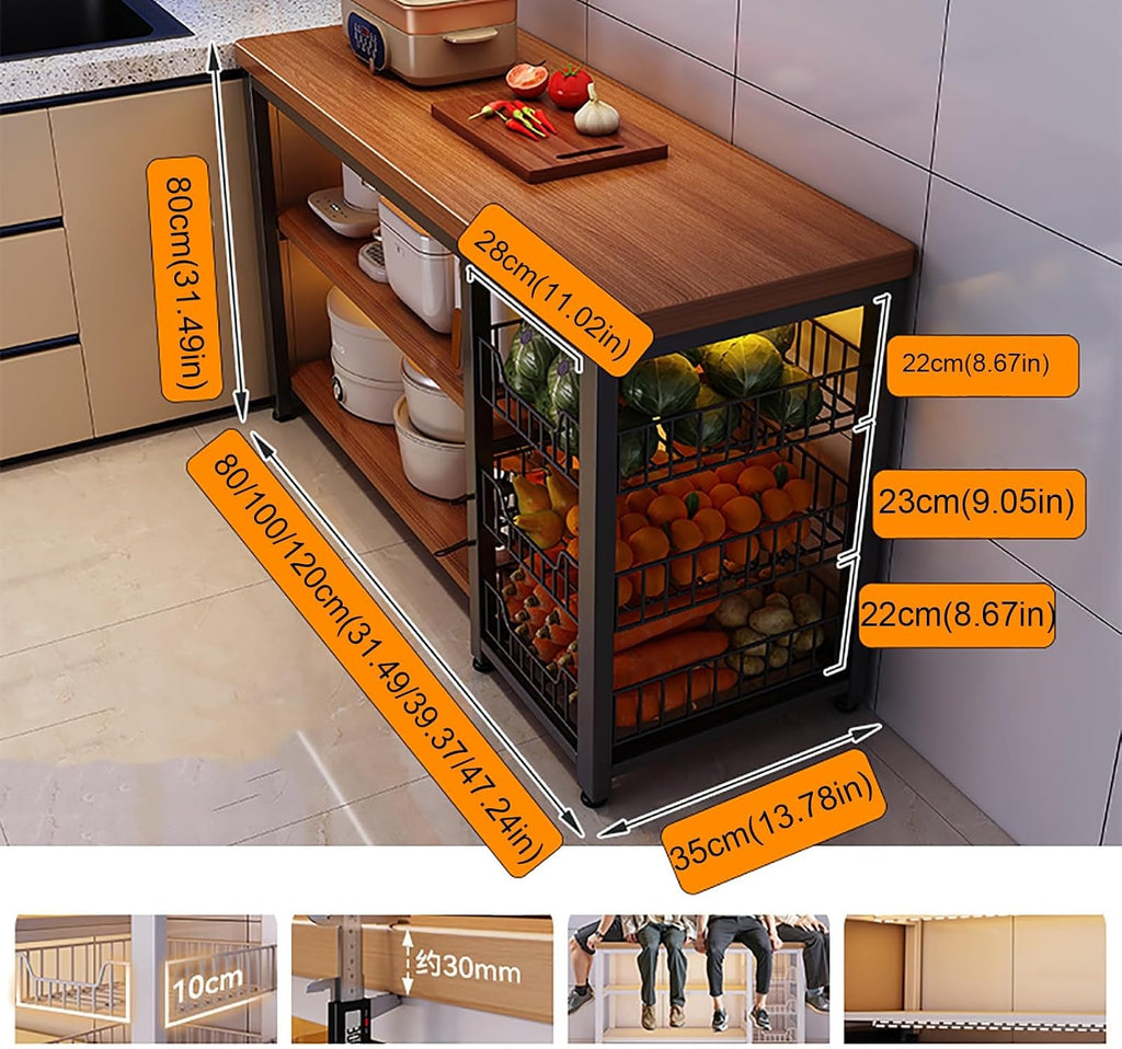 Coffee Cabinet,Kitchen Sideboard, Kitchen Cabinet,3-Tier Kitchens Baker's Rack,Utility Microwave Oven Stand with Storage Cabinet,Free Standing Kitchens Shelves Organizers(White,100cm/39.37in)