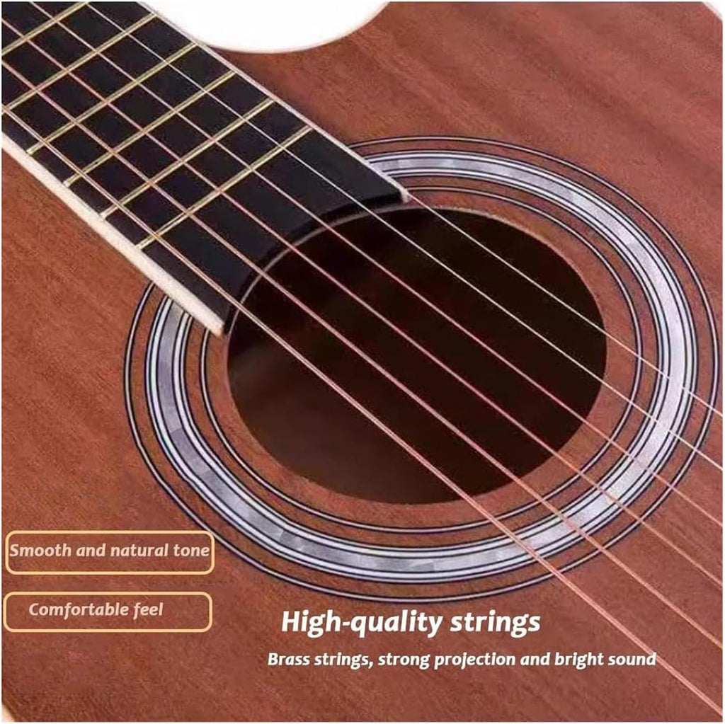 MXL&LJB Acoustic Guitar Kits for Beginners Adults, Cutaway Acustica Guitarra Bundle Kit Wooden Bowl Starter Set Package(Black,41 inches)