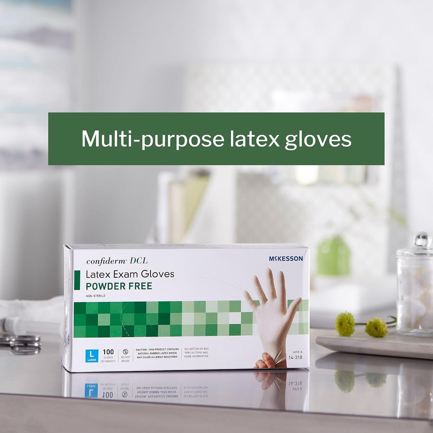 McKesson Confiderm DCL Latex Exam Gloves - Powder-Free, Ambidextrous, Non-Sterile - Ivory, Size Large, 100 Count, 10 Boxes, 1000 Total