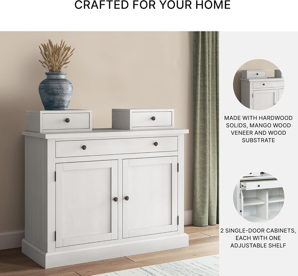Signature Design by Ashley Chadworth Classic 1-Drawer Bakers Rack Base with Adjustable Shelf and Anti-Tipping Kits, White