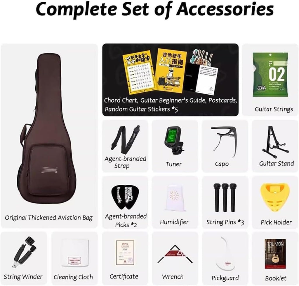 MXL&LJB 41' Acoustic Guitar for Beginner, Spruce Top Classical with Gig Bag and Other Accessories Lightweight Body Suitable for Adult Teen(Natural)
