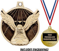 Running Medals - 1 1/2' Gold Winged Foot Medals, Great Kids Racing Awards with Custom Engraving Prime