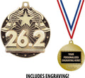 Crown Awards Marathon Medals, 2' Gold 26.2 Marathon Race Medal Award with Free Custom Engraving