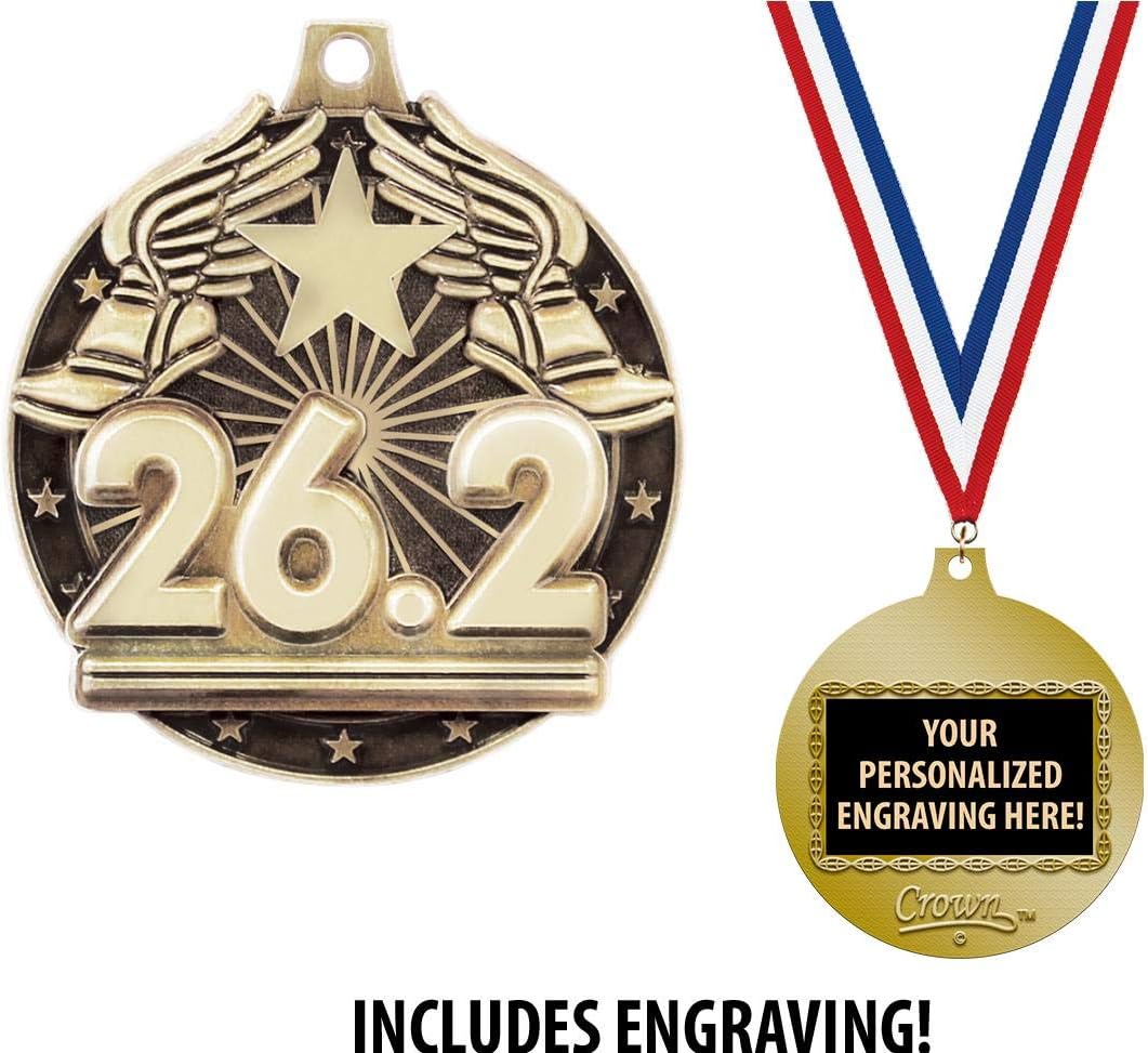 Crown Awards Marathon Medals, 2' Gold 26.2 Marathon Race Medal Award with Free Custom Engraving