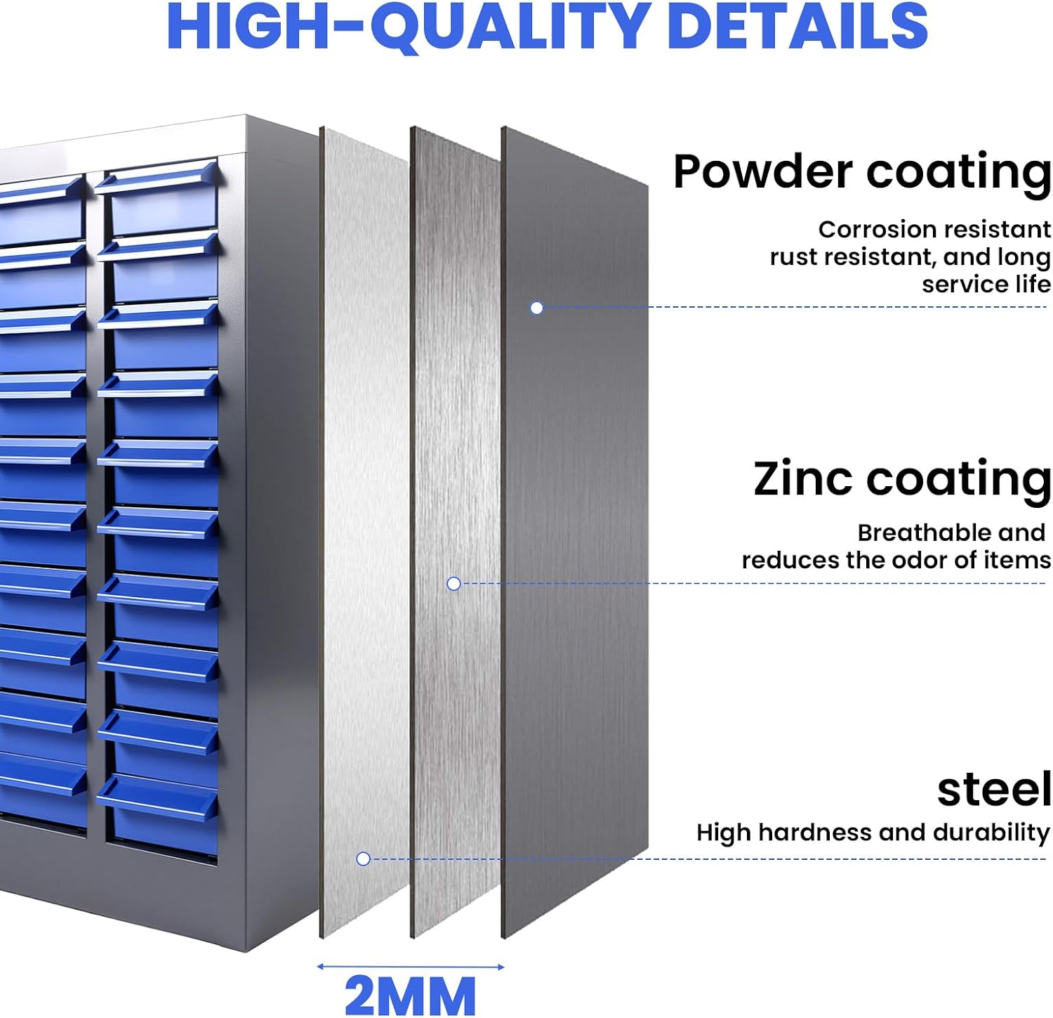 40 Drawer Parts Cabinet,330 Lb Nut and Bolt Storage Cabinet,Abs Nut and Tool Storage Organizer,with Dividers and Labels,Suitable for Studio,Laboratory and Home Use/Blue