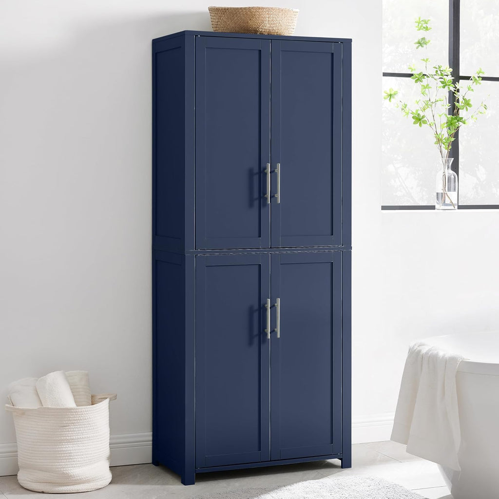 Crosley Furniture Savannah Tall Pantry Storage Cabinet with Shelves, Kitchen, Dining, or Laundry Room, Navy