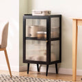 Bakers Rack with Storage Cabinet Doors Kitchen Shelves Freestanding with Doors Four-Sided Acrylic Door Panel, Easy to Display, for Utensils, Pots, Pans, Spices(42 * 33 * 77cm)