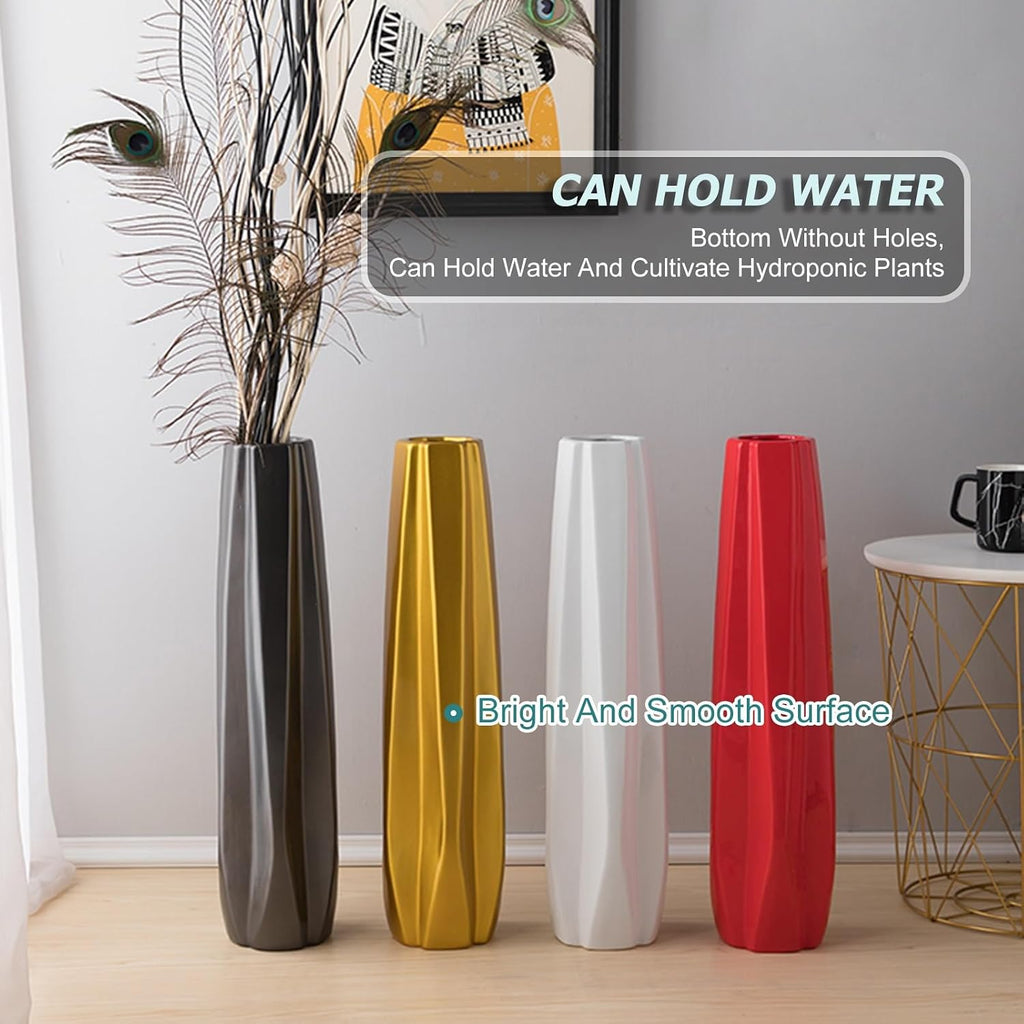 Modern Large Flower Tall Vases,Floor Vase,Large Size Ceramic Vase,Multifunctional Decorative Ornaments,for Office, Home,Farmhouse,Living Room Décor (Color : Grey, Size : 24in)