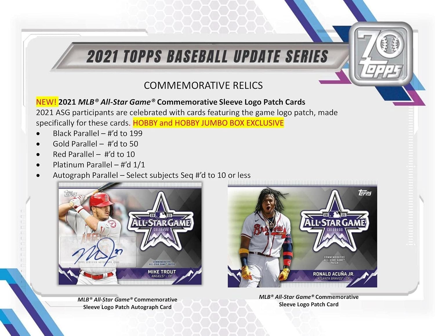 2021 Topps Update Baseball Hobby Box(24 Packs/14 Cards,1 Silver Pk, Auto or Mem)