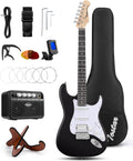 Tostar 39-Inch Full Size Electric Guitar Kit, Strat-Style 5-Way SSH Pickup Switch, Beginner Set Including Amp, Strings, Guitar Stand & Gig Bag,Gift for Adults & Beginners-Black